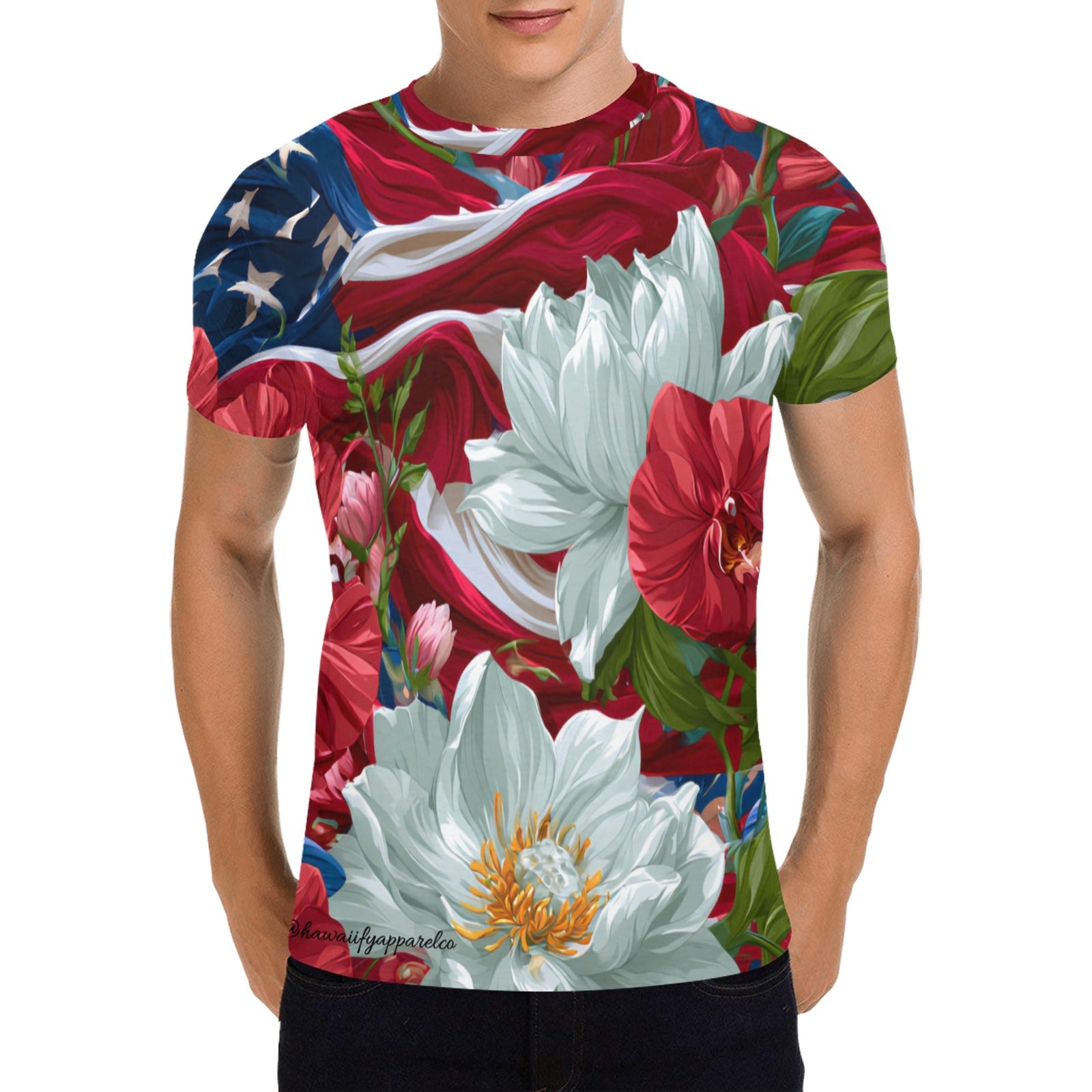 USA White Lotus American Flag T-Shirt