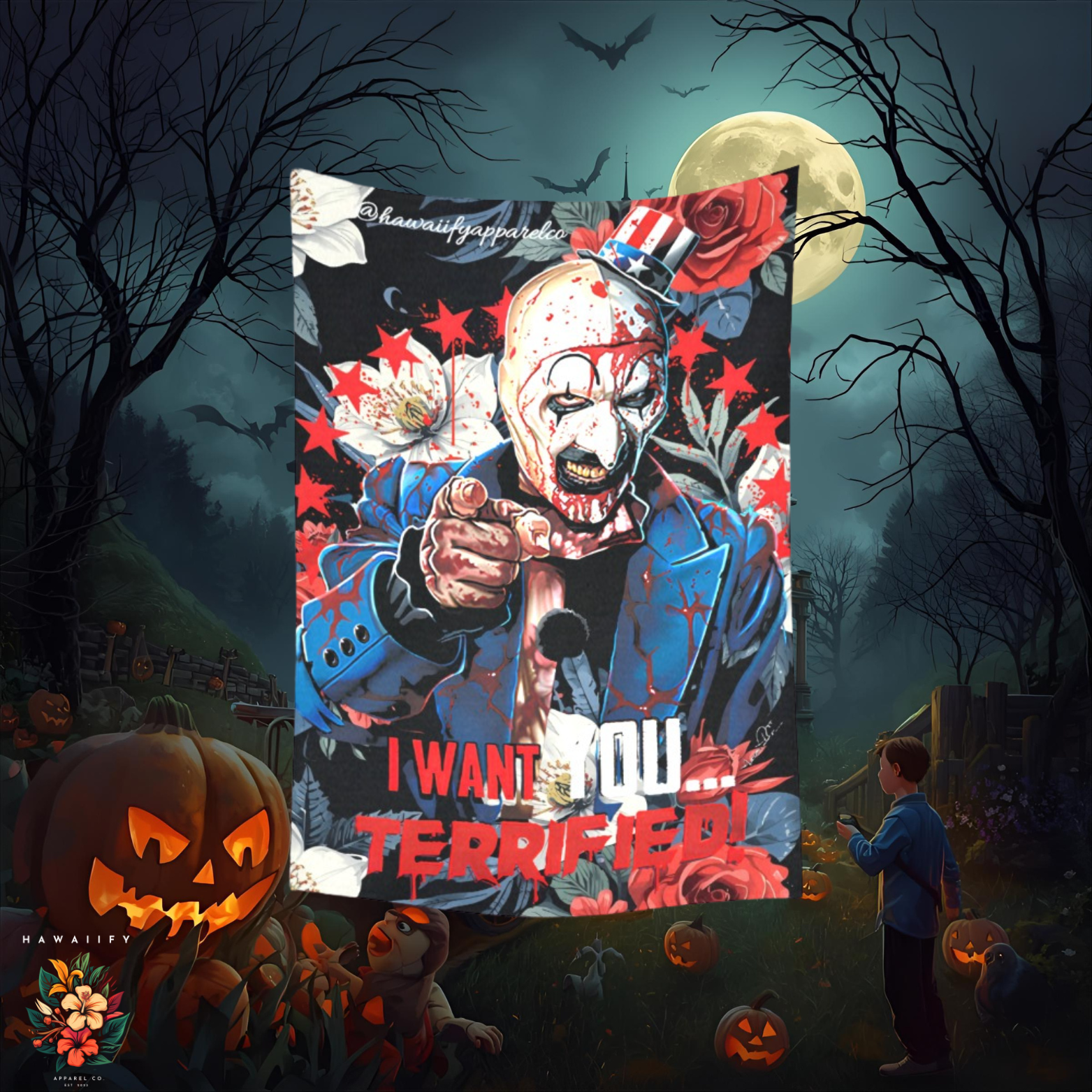 "I Want You Terrified" Halloween Wall Tapestry 40"x 60"