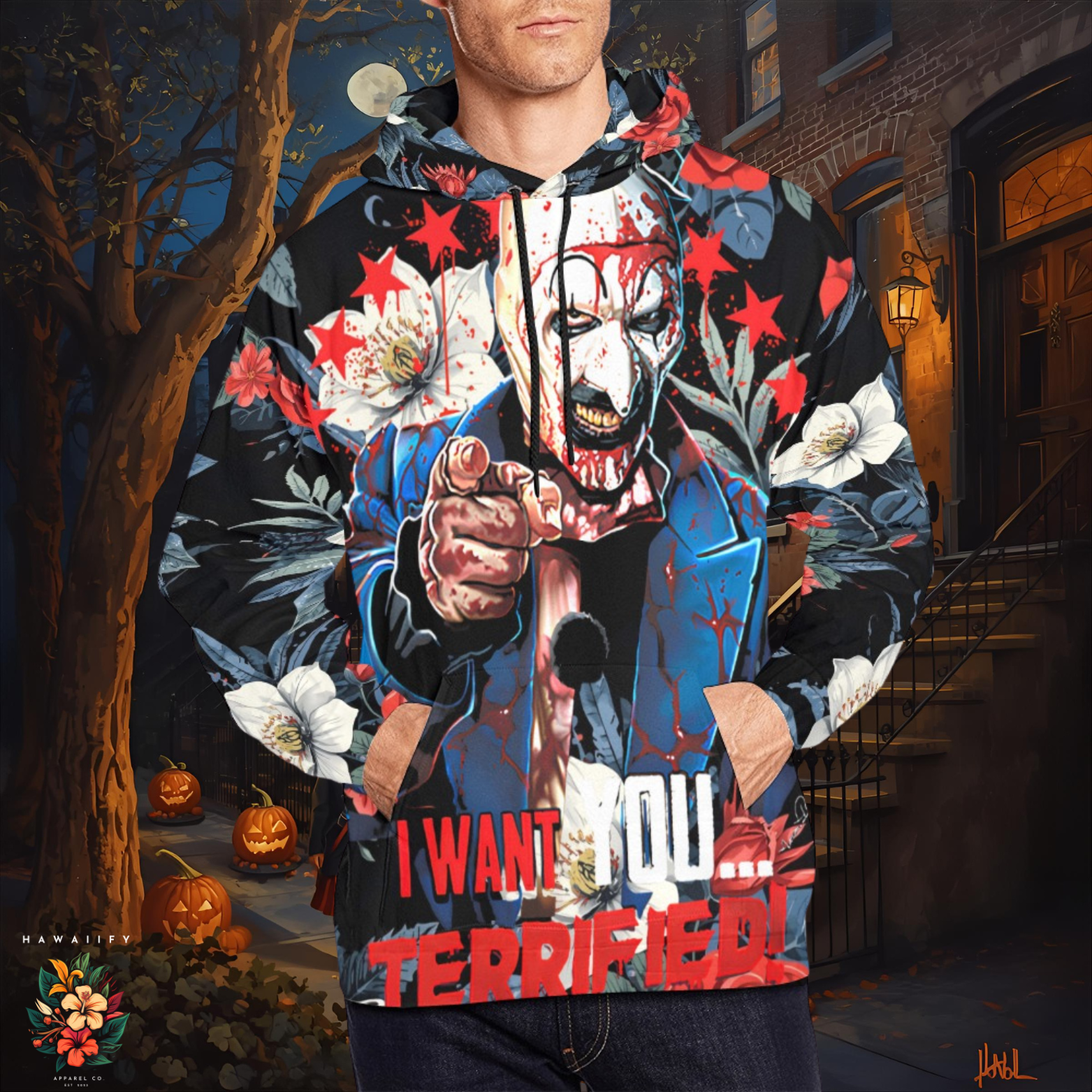 "I Want You Terrified" Halloween Plush Hoodie