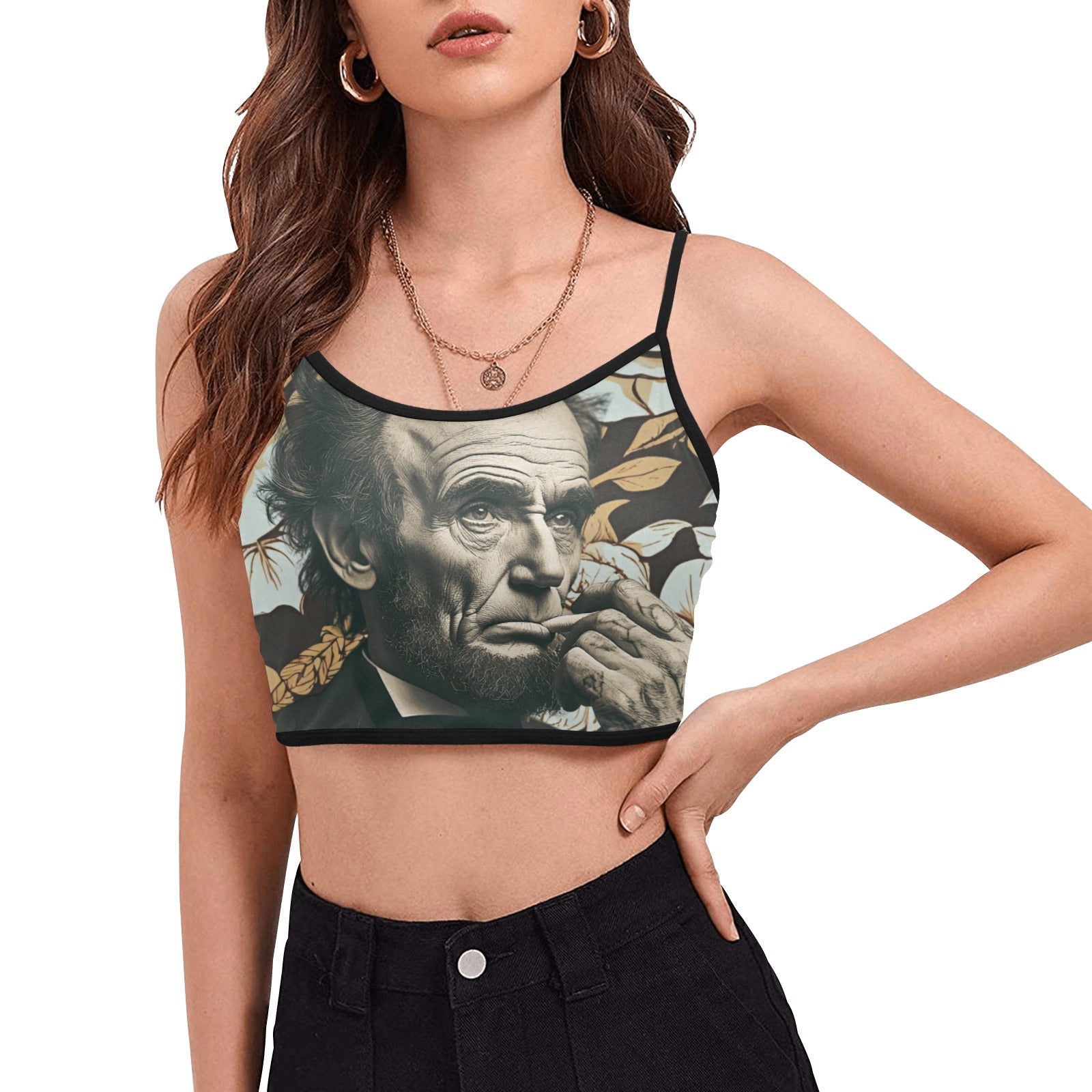 Abraham Lincoln Women's Spaghetti Strap Crop Top