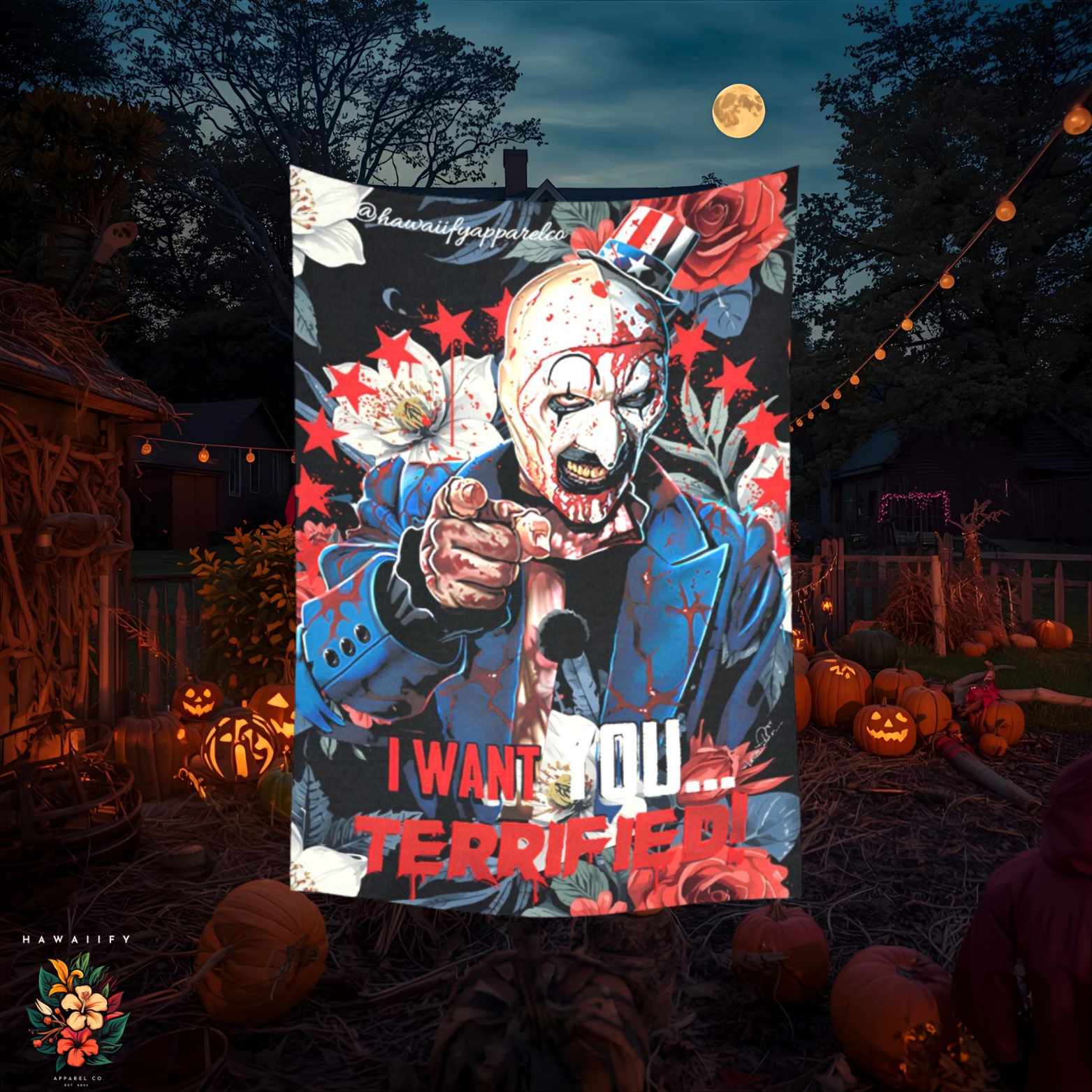 "I Want You Terrified" Halloween Wall Tapestry 40"x 60"