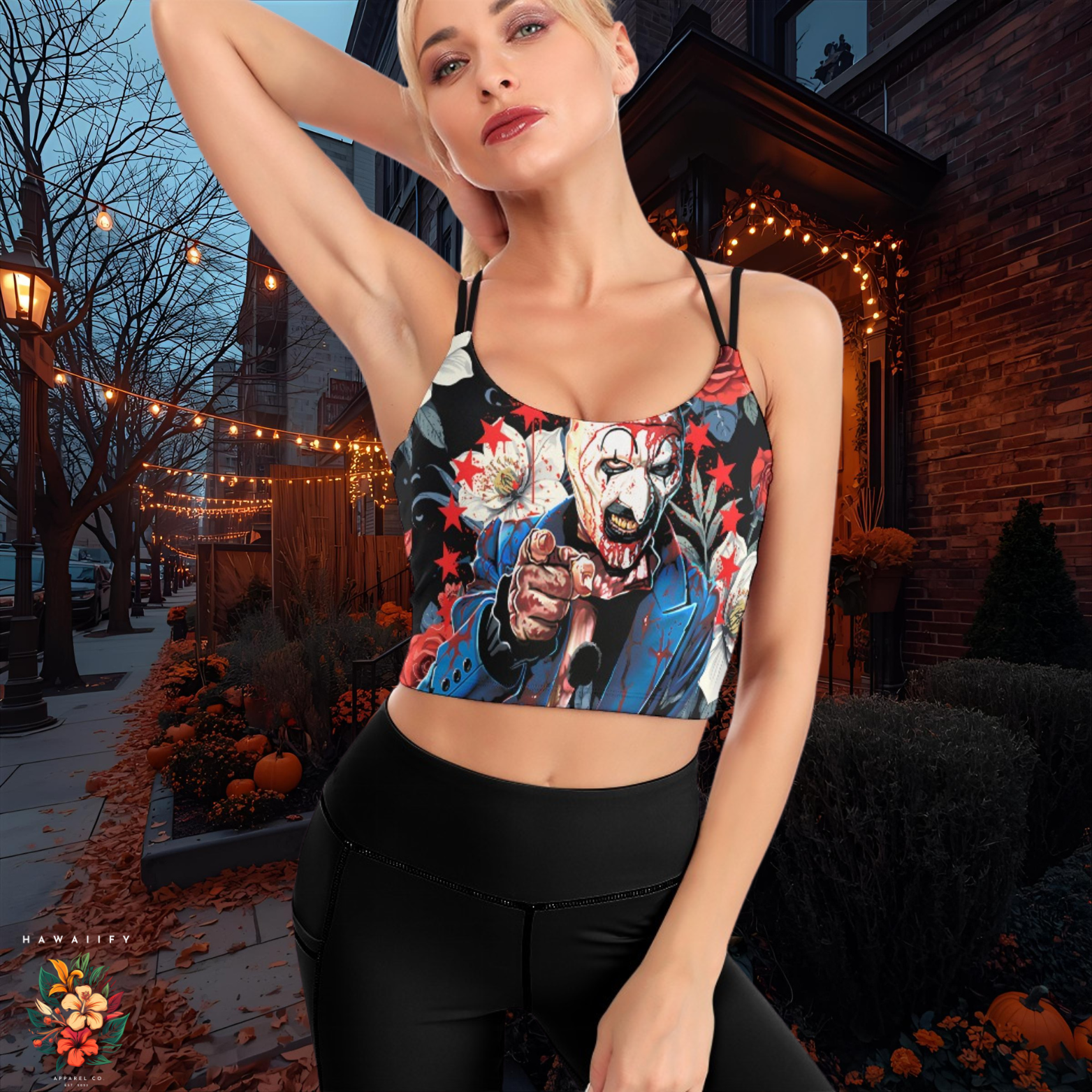 "I Want You Terrified" Cropped Yoga Tops for Women