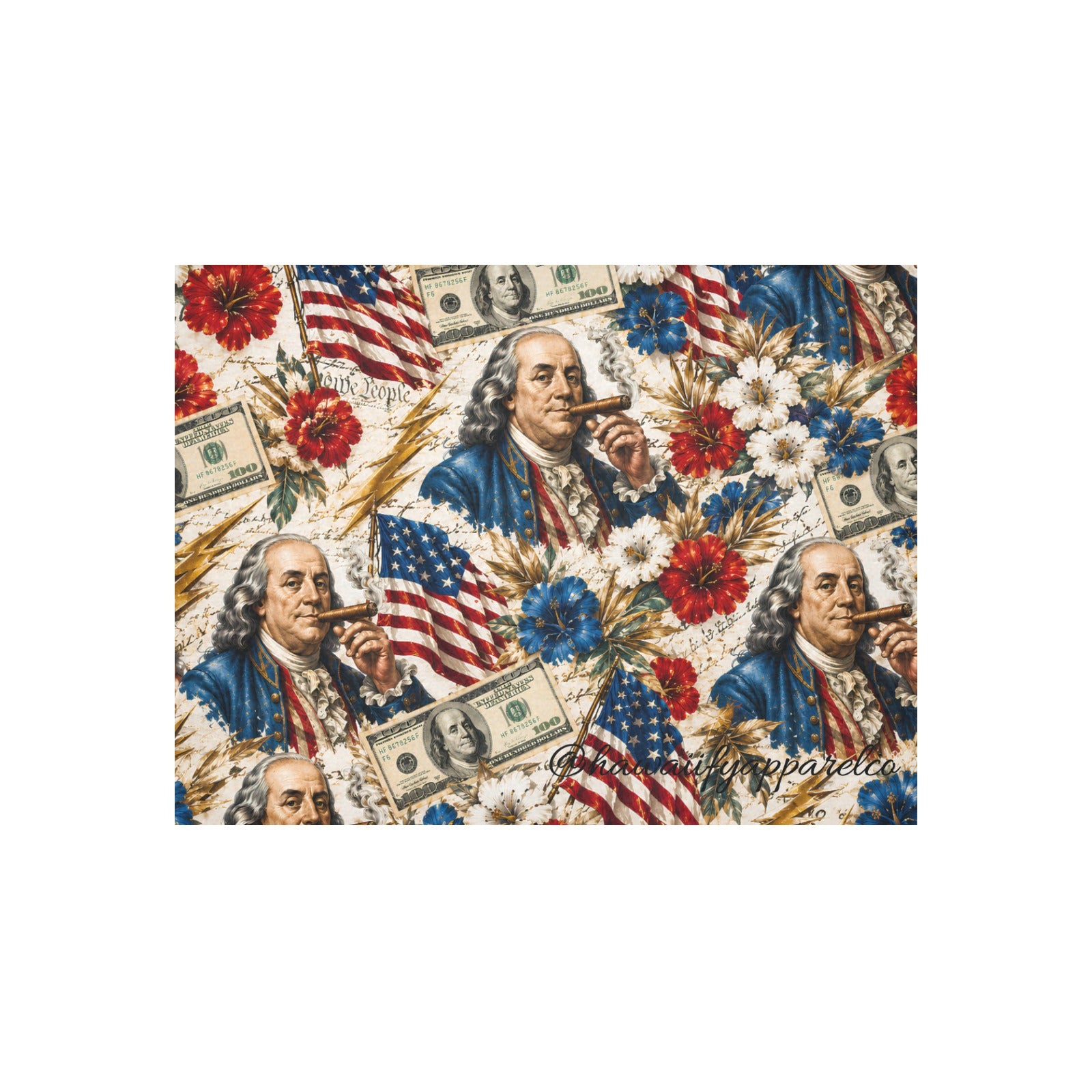 Benjamin Franklin Printin' Money Cotton Linen Tapestry 40"x 30"