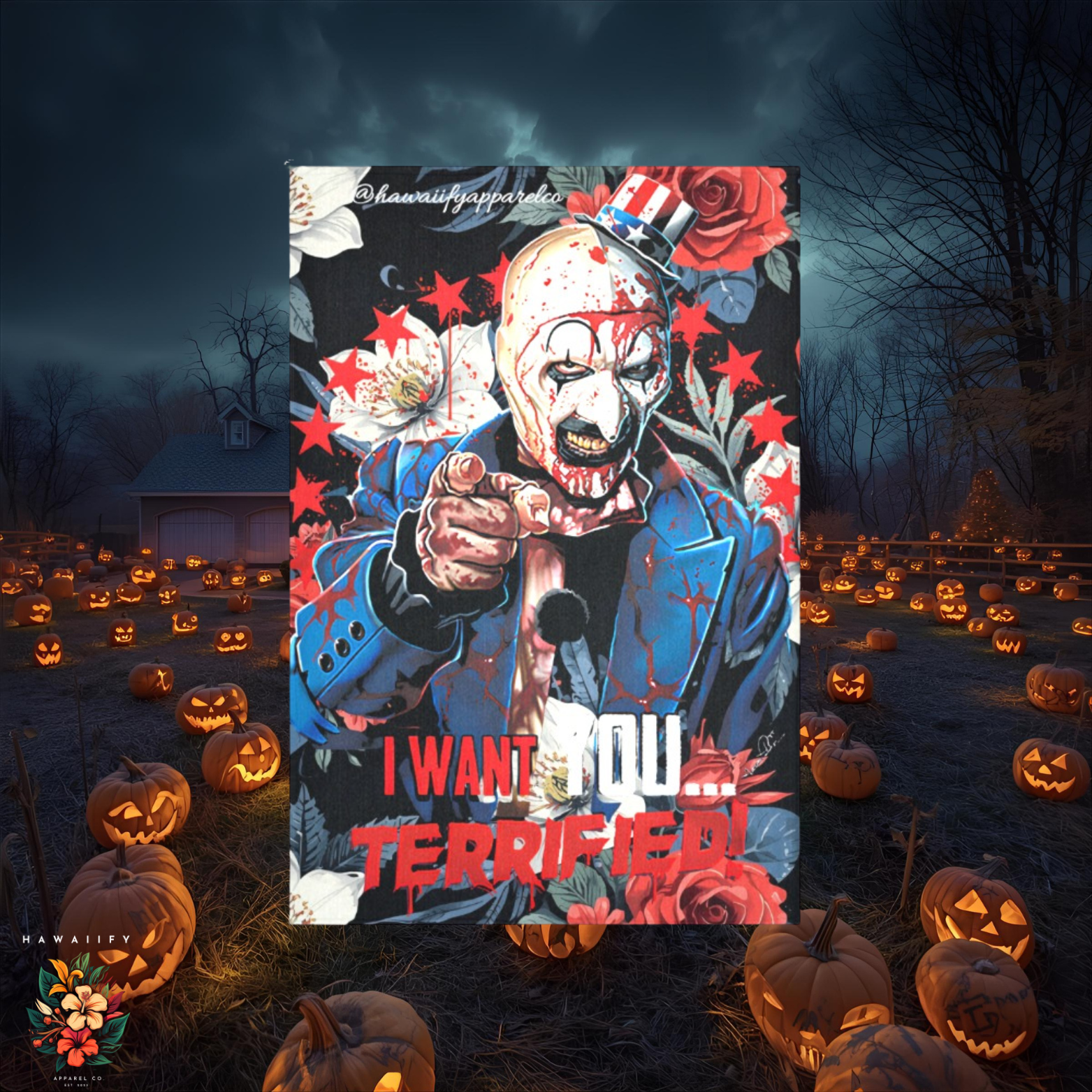 "I Want You Terrified" Halloween Wall Tapestry 40"x 60"