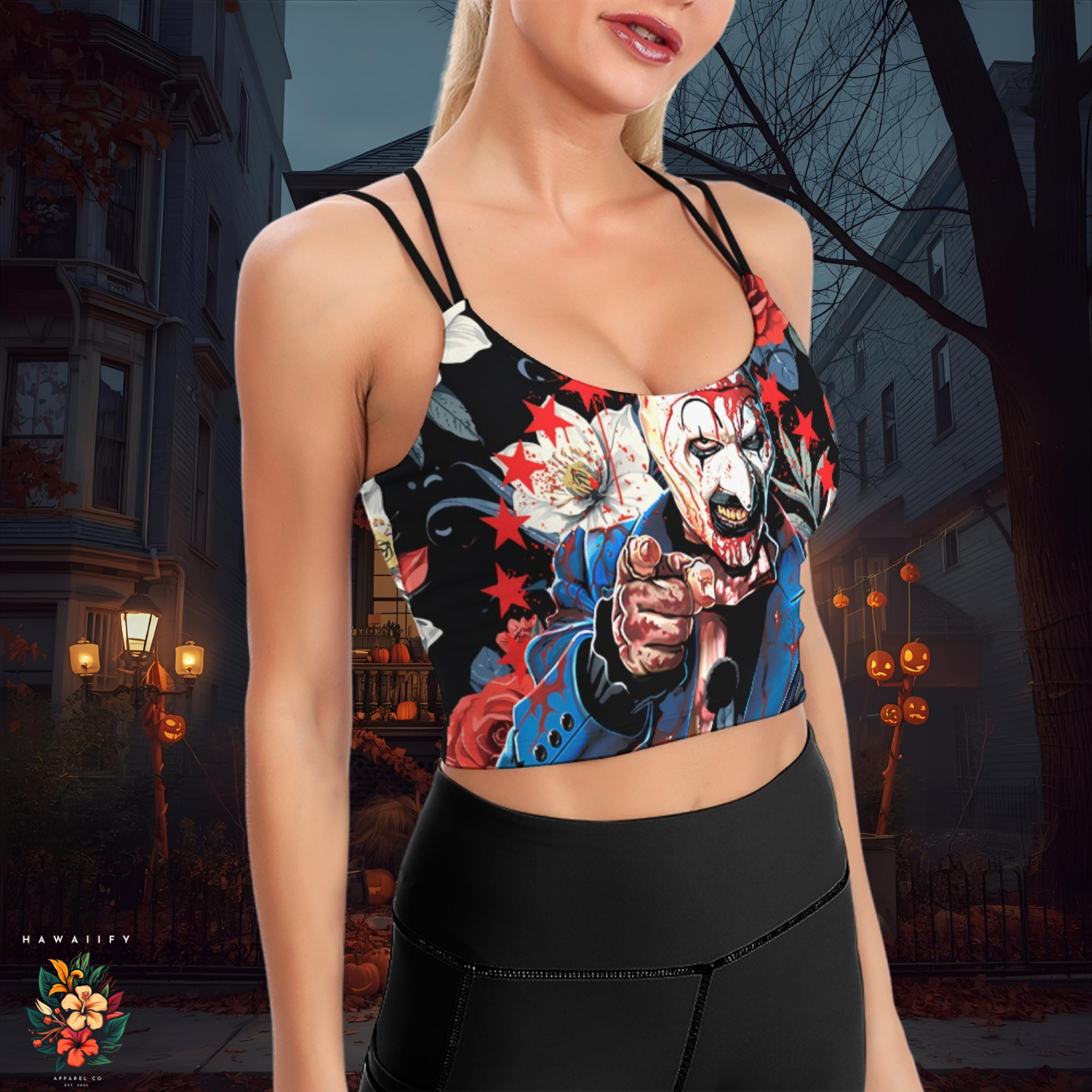 "I Want You Terrified" Cropped Yoga Tops for Women