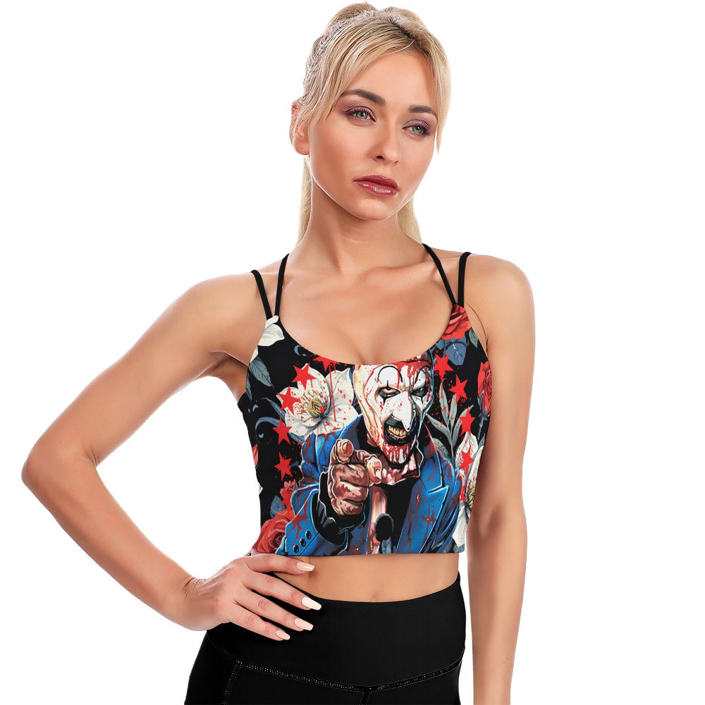 "I Want You Terrified" Cropped Yoga Tops for Women