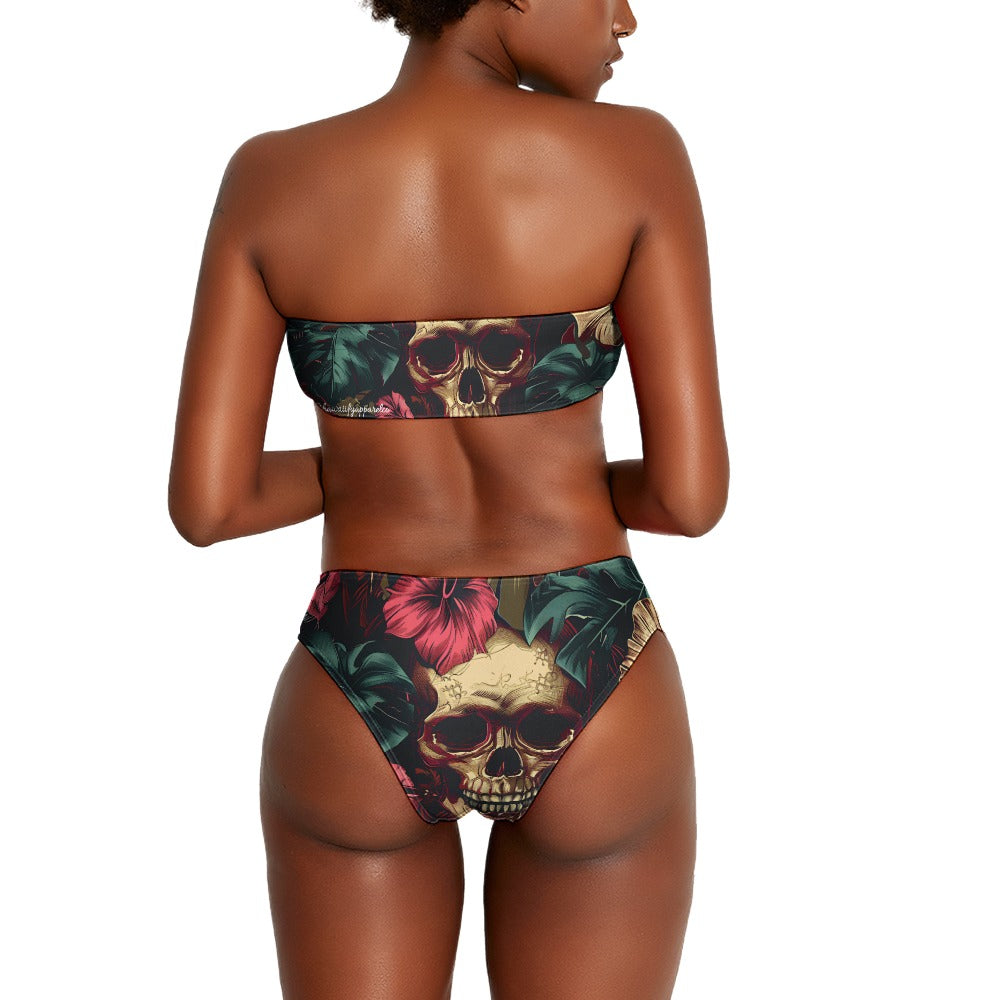 Dia de los Muertos Skully Ladies Two Piece Bikini Swimsuit