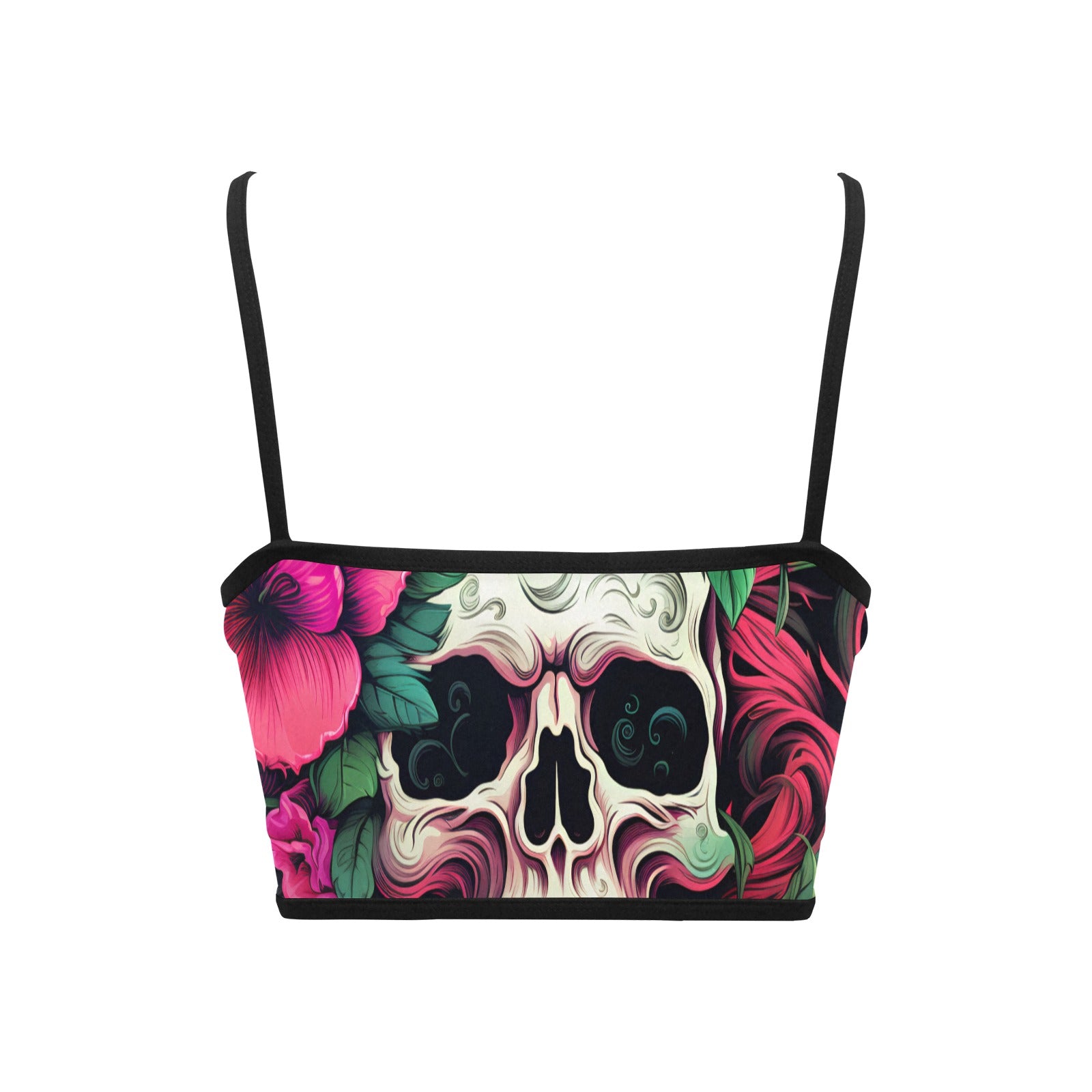 Dia de los Muertos Rosé Women's Spaghetti Strap Crop Top