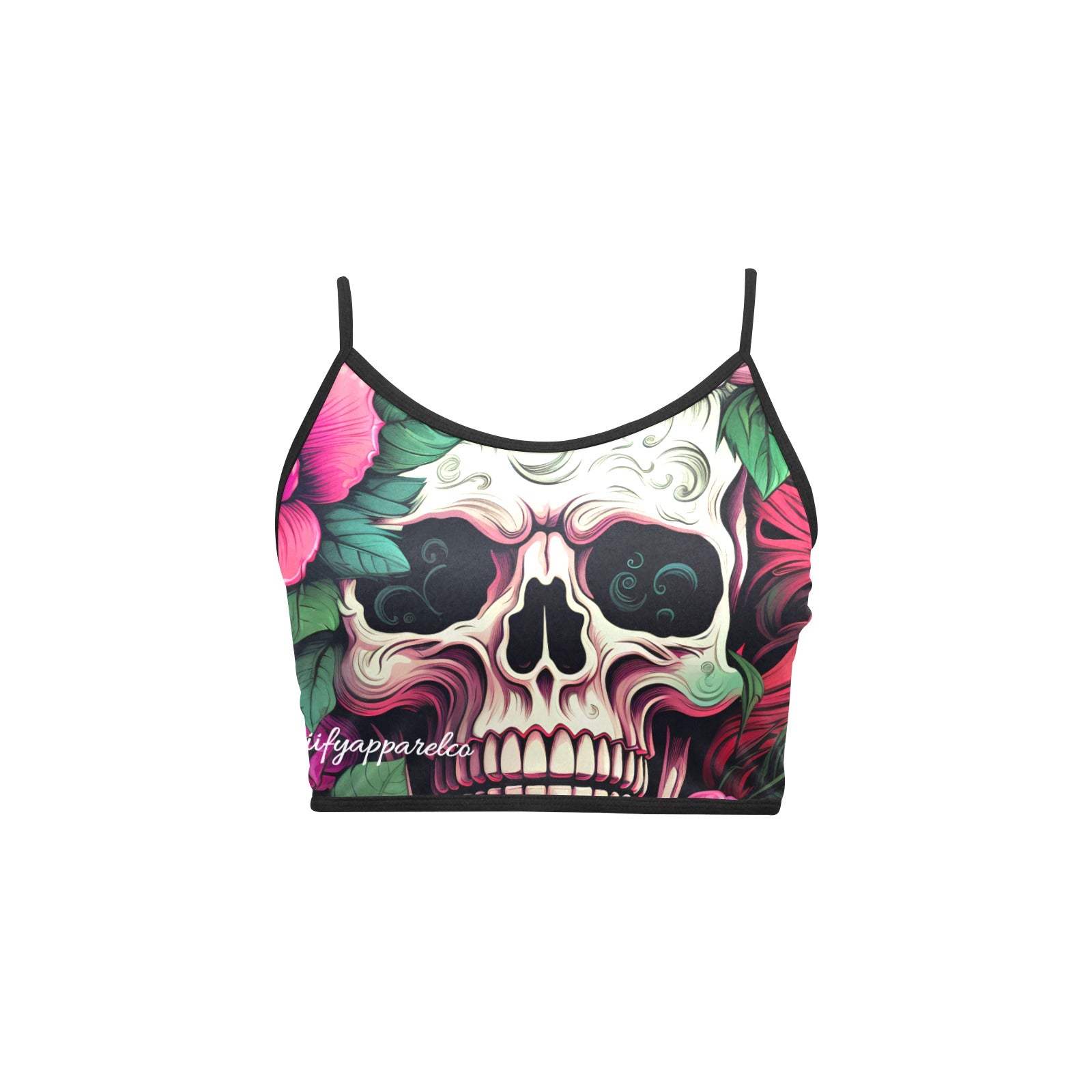 Dia de los Muertos Rosé Women's Spaghetti Strap Crop Top