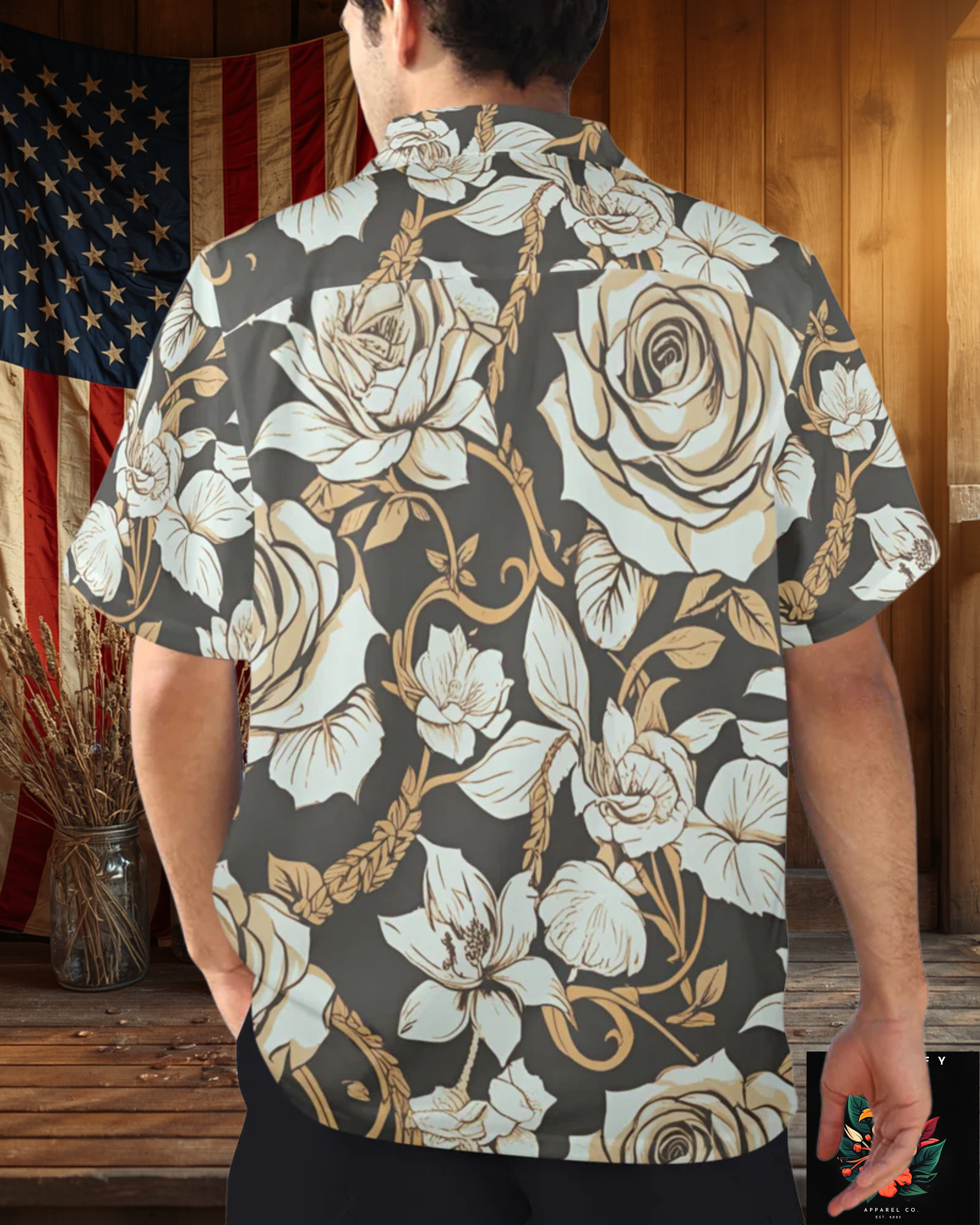 Abraham Lincoln Hand Tats Men's Hawaiian Shirt Made In USA