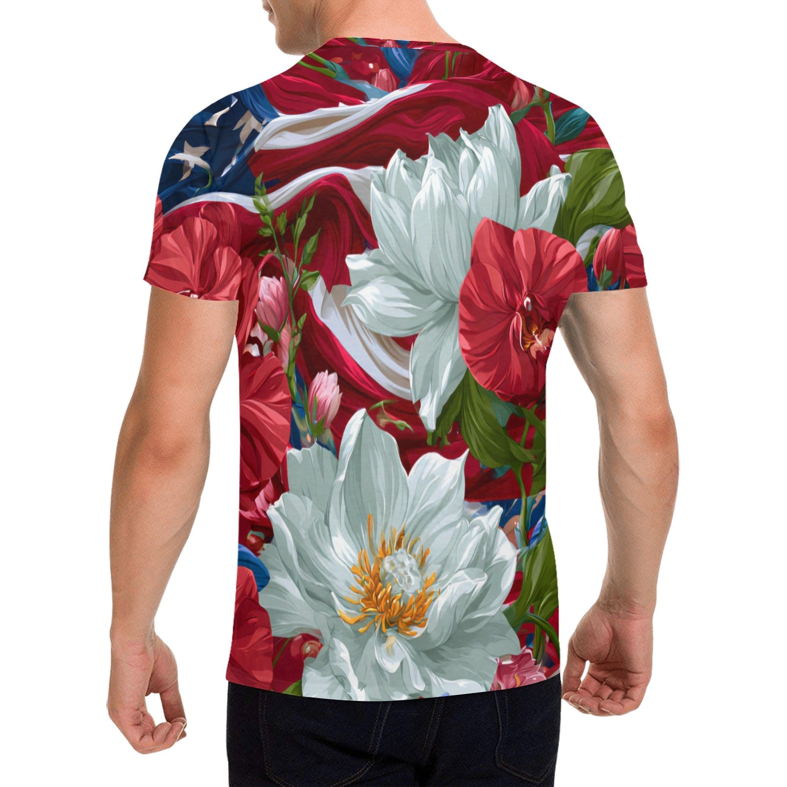 USA White Lotus American Flag T-Shirt
