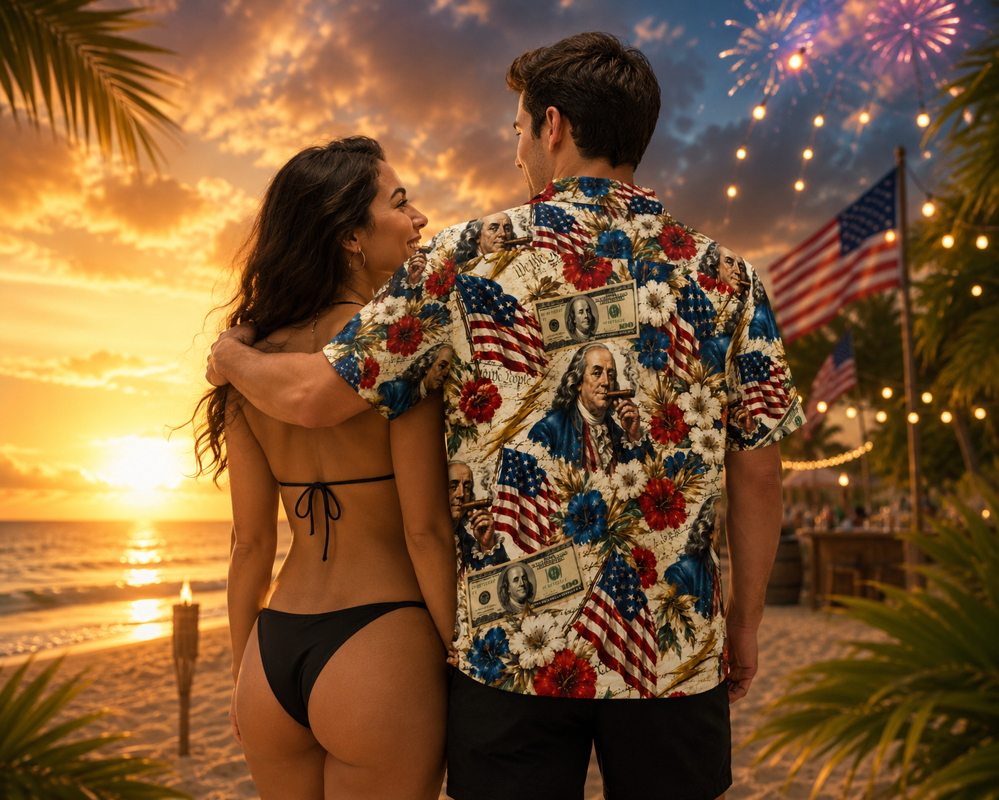 Benjamin Franklin Printin' Money" Men's Hawaiian Shirt