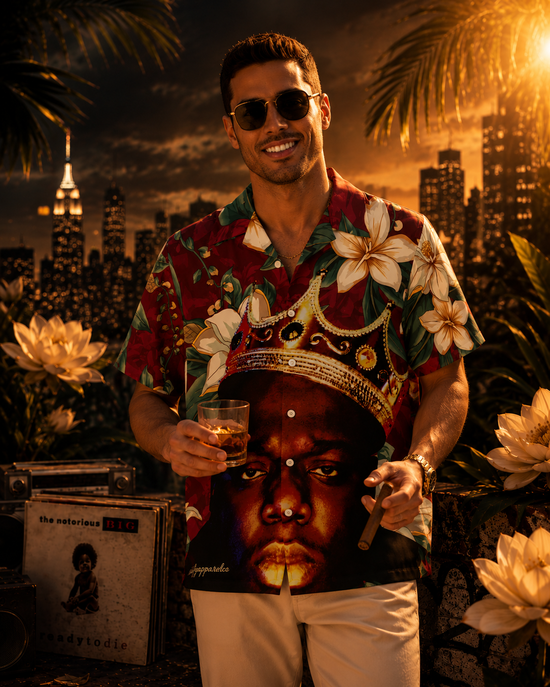 Biggie Smalls White Lotus Men's Hawaiian Shirt
