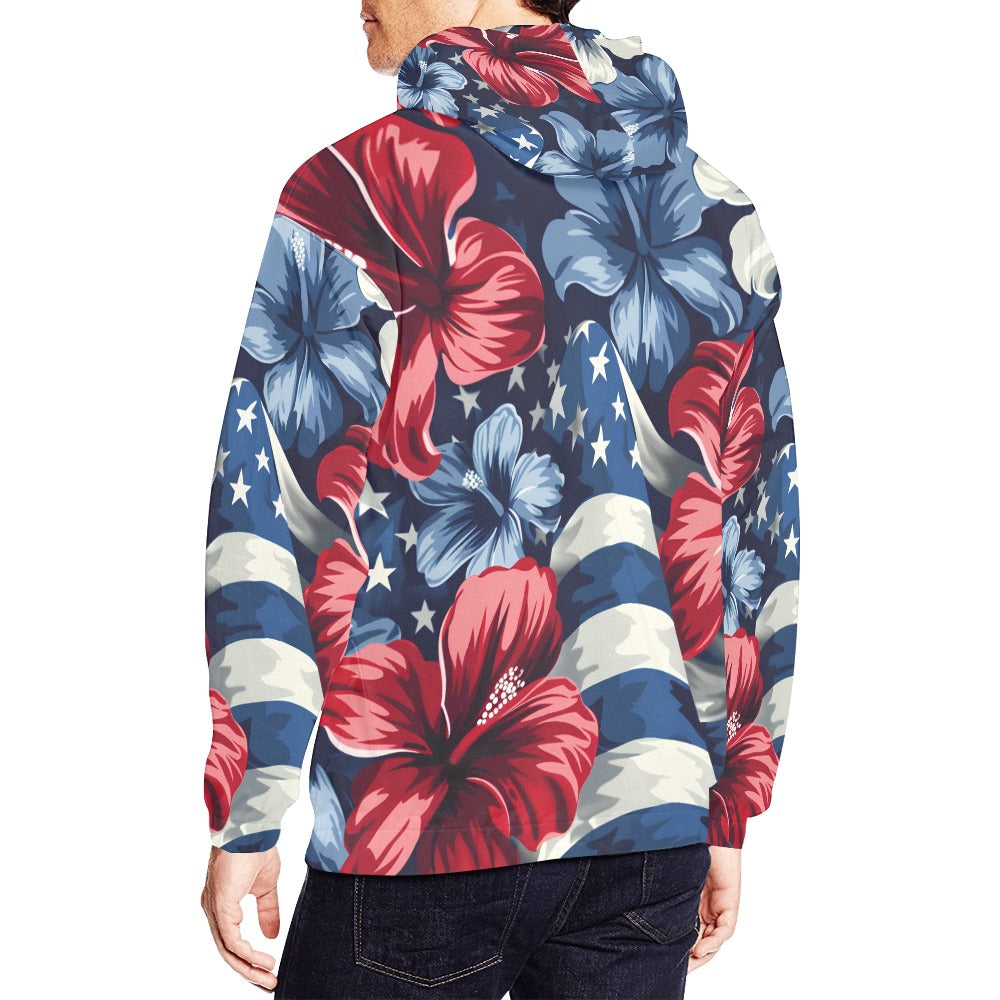 Men's All Over Print Hoodie - July 4th Parade - Blue Edition