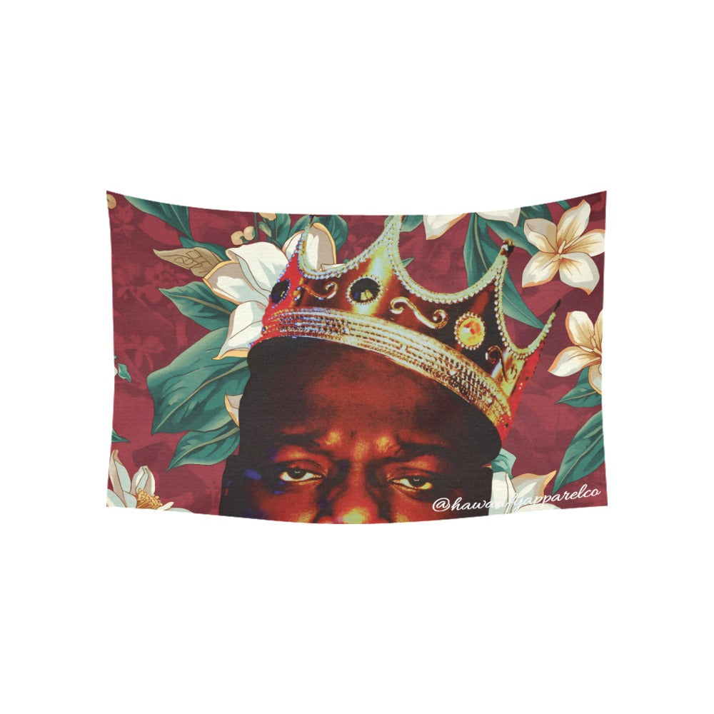 Biggie Smalls White Lotus Cotton Linen Tapestry 60"x 40" Made in USA Free shipping