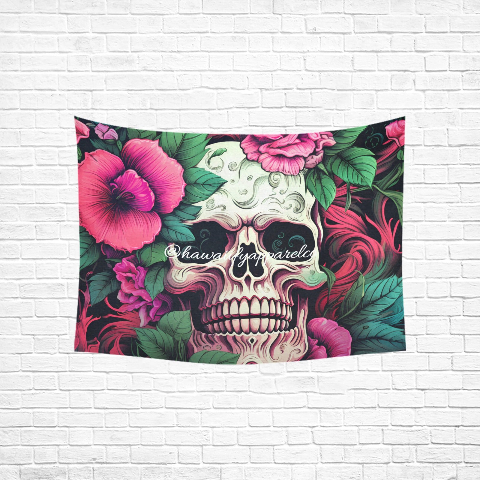 Dia de los Muertos Rosé Cotton Linen Tapestry 40"x 30"