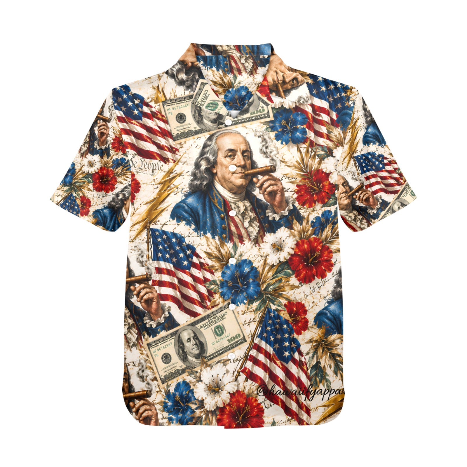 Benjamin Franklin Printin' Money" Men's Hawaiian Shirt
