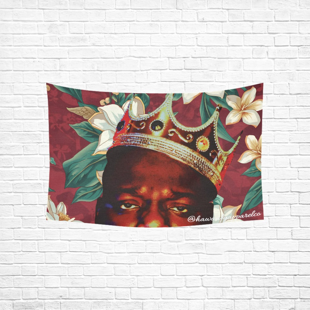 Biggie Smalls White Lotus Cotton Linen Tapestry 60"x 40" Made in USA Free shipping