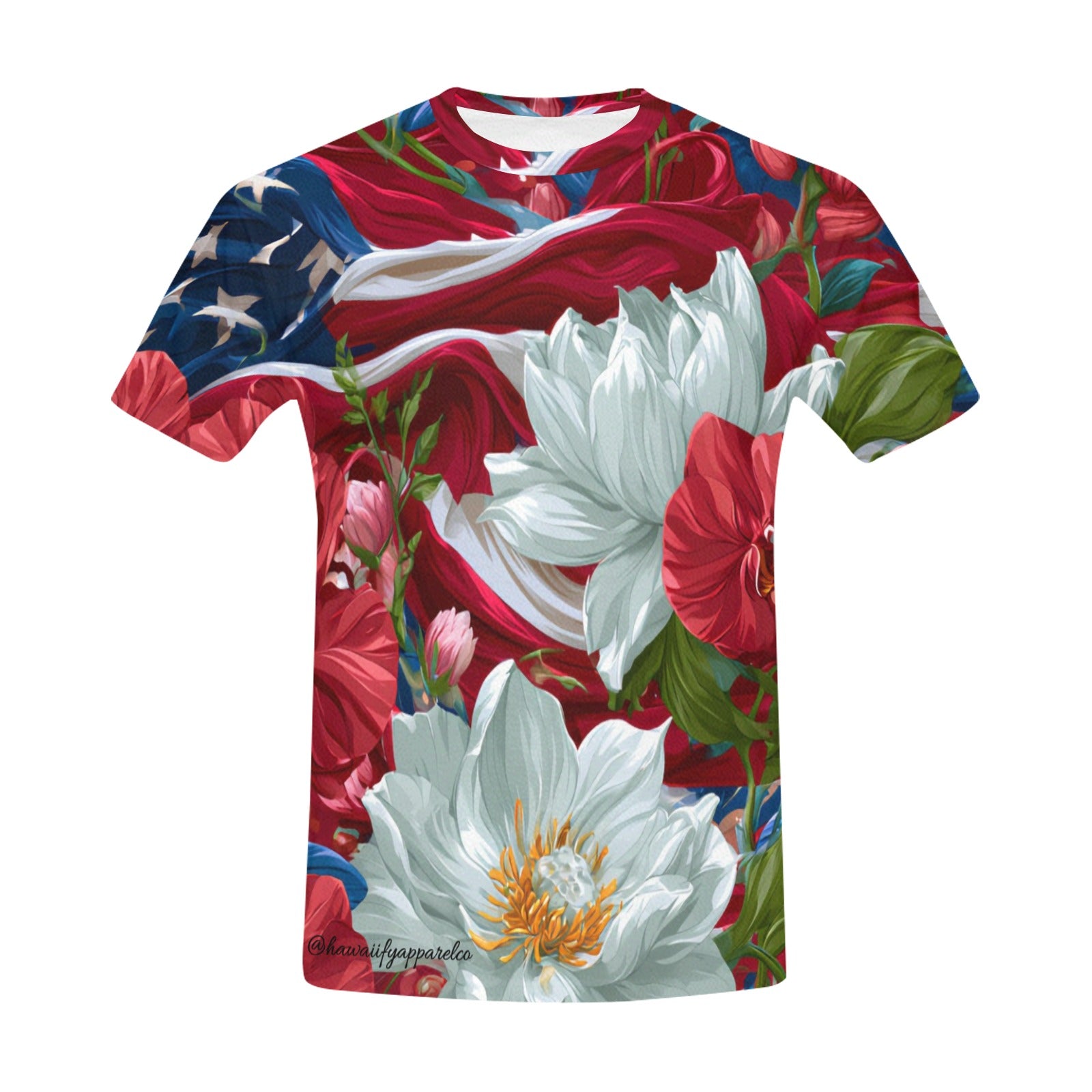 USA White Lotus American Flag T-Shirt