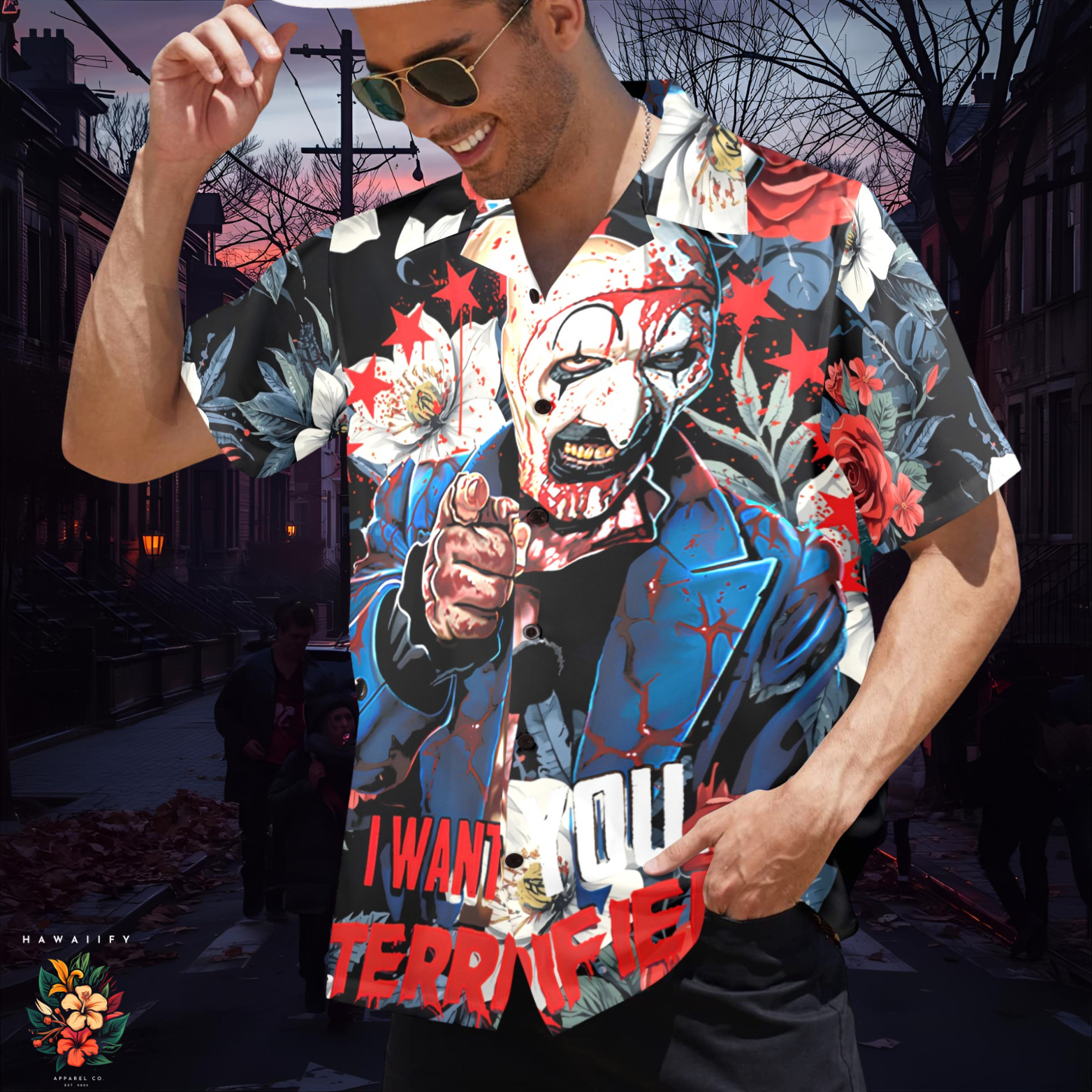 "I Want You Terrified" Halloween Hawaiian Shirt