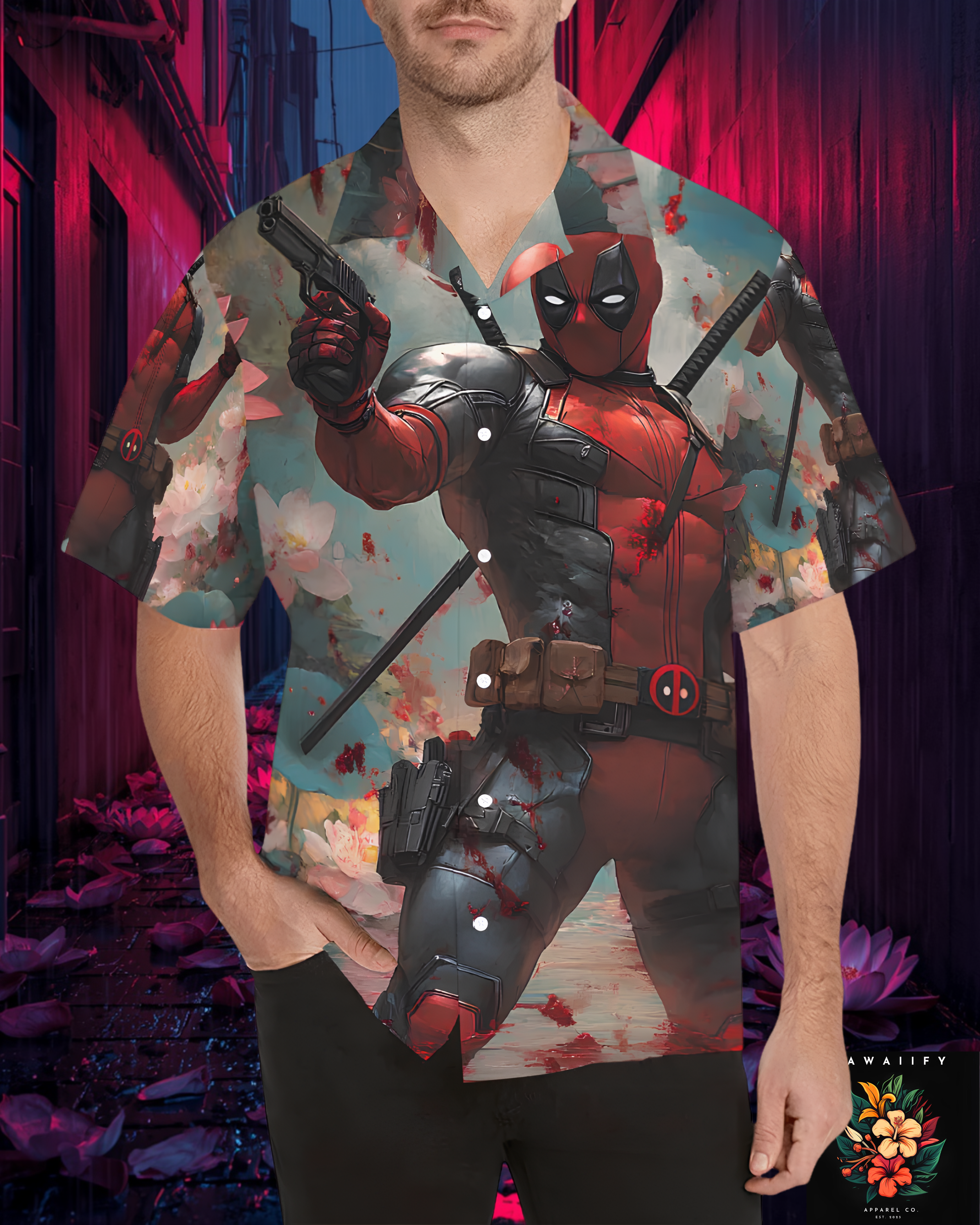 Deadpool & Dead Lotus Men's Hawaiian Shirt