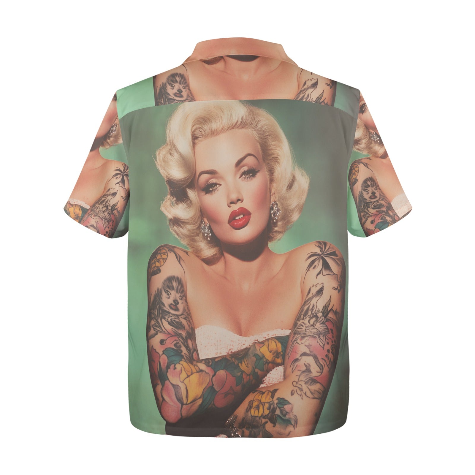 Marilyn Monroe Tatted Chest Piece Men's All Over Print Hawaiian Shirt