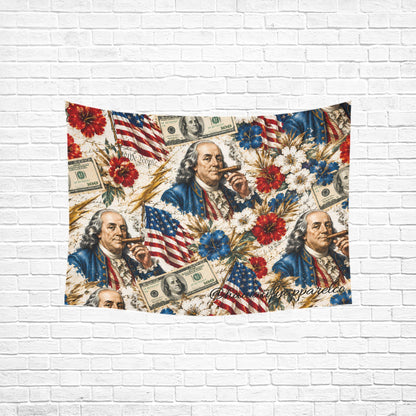 Benjamin Franklin Printin' Money Cotton Linen Tapestry 40"x 30"