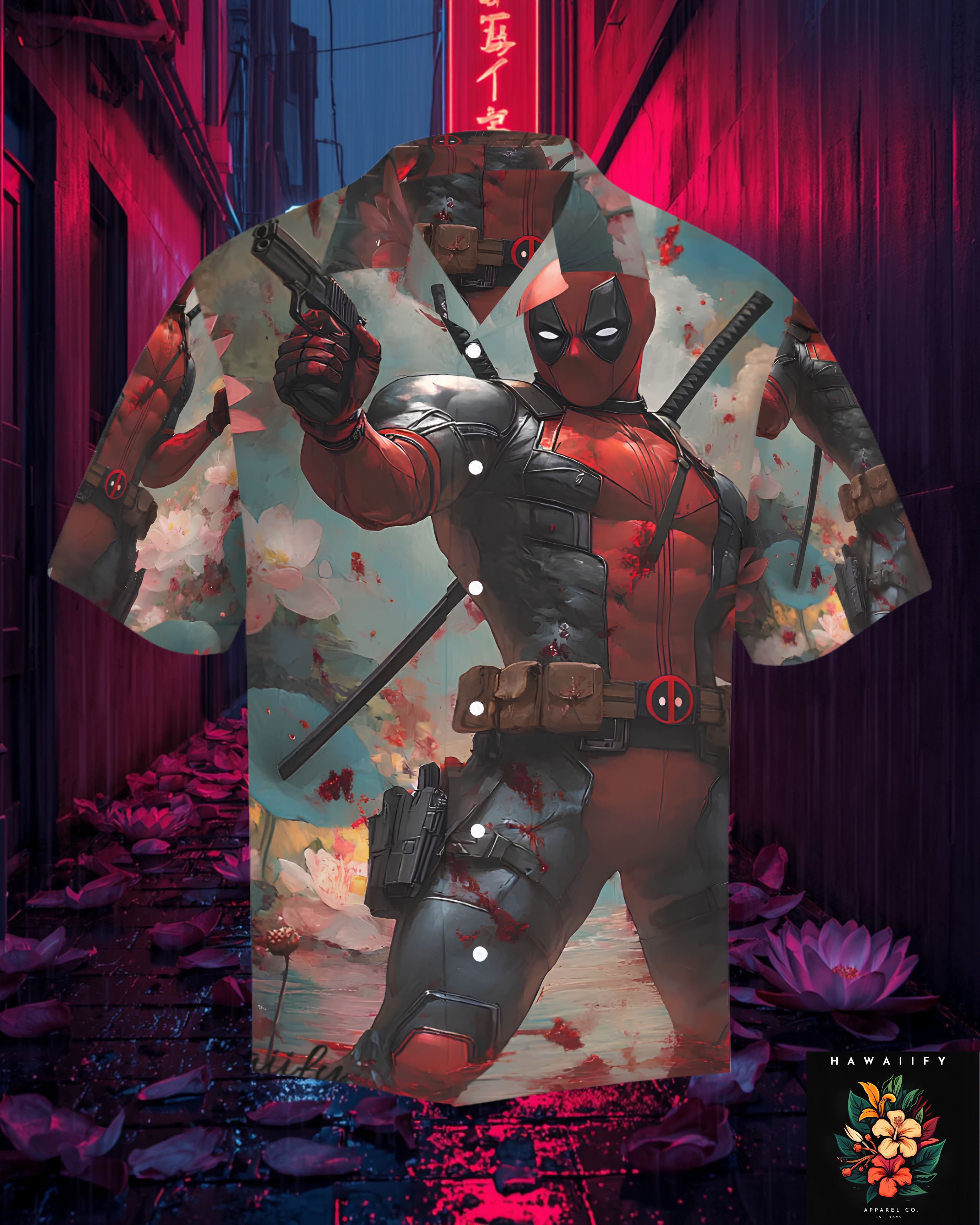 Deadpool & Dead Lotus Men's Hawaiian Shirt