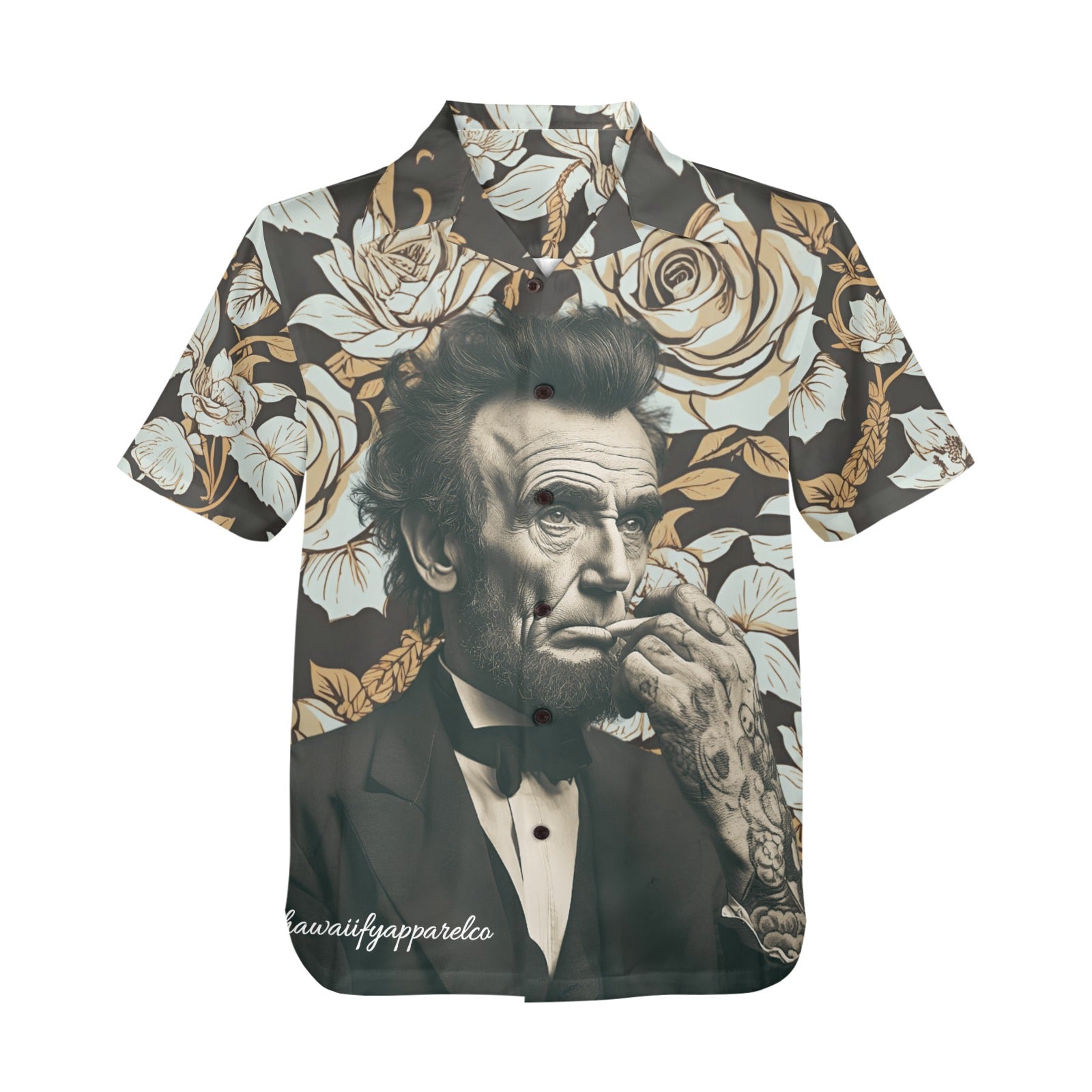 Abraham Lincoln Hand Tats Men's Hawaiian Shirt Made In USA