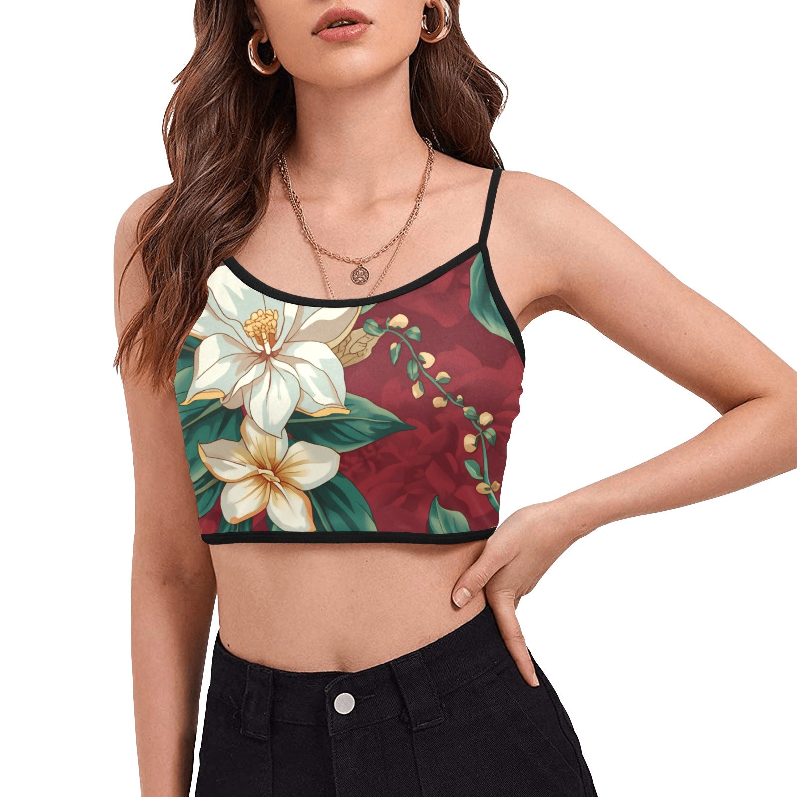 White Lotus Spaghetti Strap Crop Top