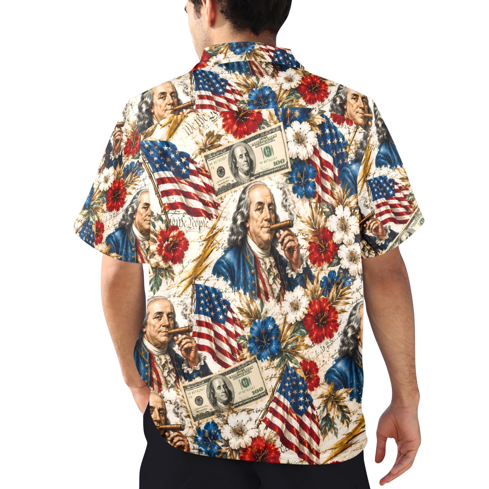Benjamin Franklin Printin' Money" Men's Hawaiian Shirt
