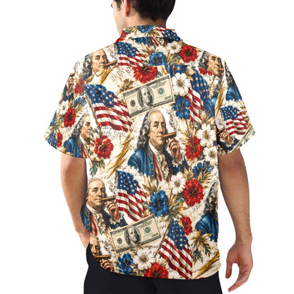 Benjamin Franklin Printin' Money" Men's Hawaiian Shirt