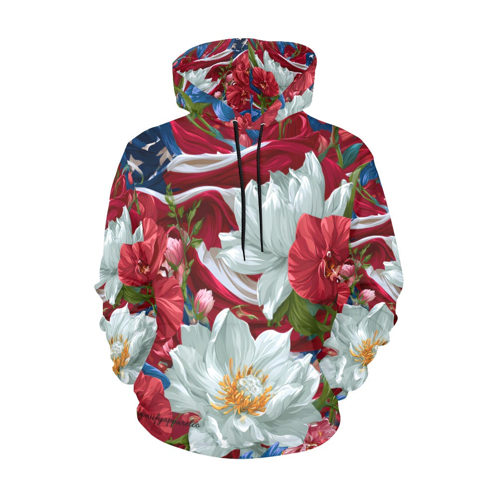 USA White Lotus American Flag Hoodie
