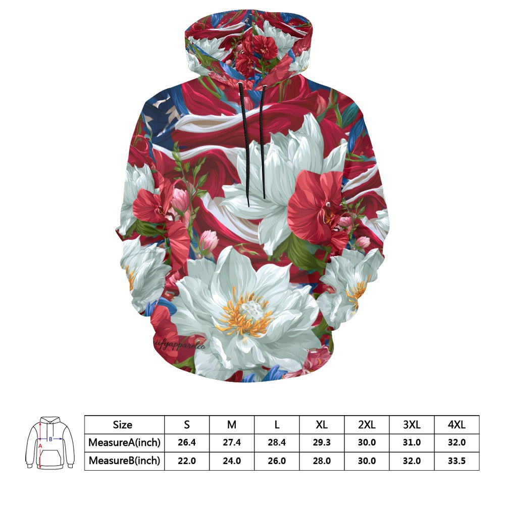 USA White Lotus American Flag Hoodie