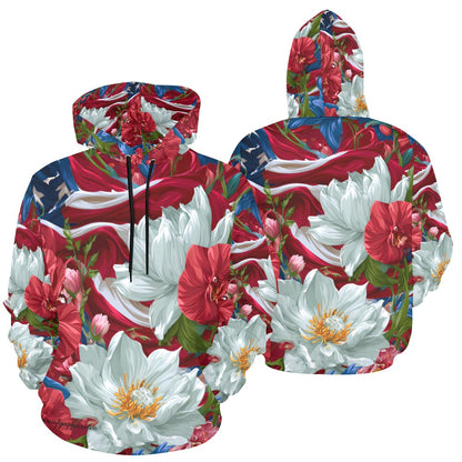 USA White Lotus American Flag Hoodie