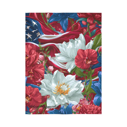 USA White Lotus American Flag Cotton Linen Wall Tapestry 60"x 80"