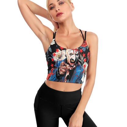 "I Want You Terrified" Cropped Yoga Tops for Women
