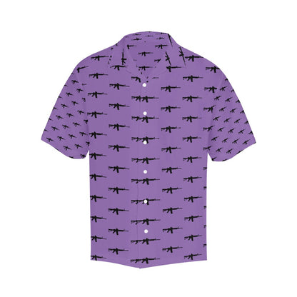 Limited Edition Men's Hawaiian Shirt with M4A1 Repeating Design - Hawaiify Exclusive - Purple