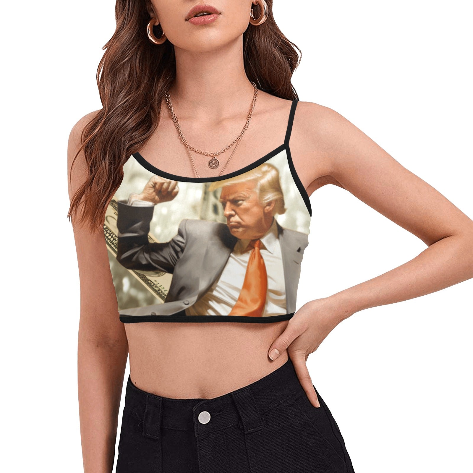 Donald Trump "Cash Flow" Women's Spaghetti Strap Crop Top