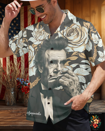 Abraham Lincoln Hand Tats Men's Hawaiian Shirt Made In USA