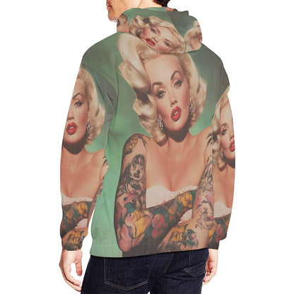 Tatted Marilyn Monroe Chest Piece All Over Print Hoodie