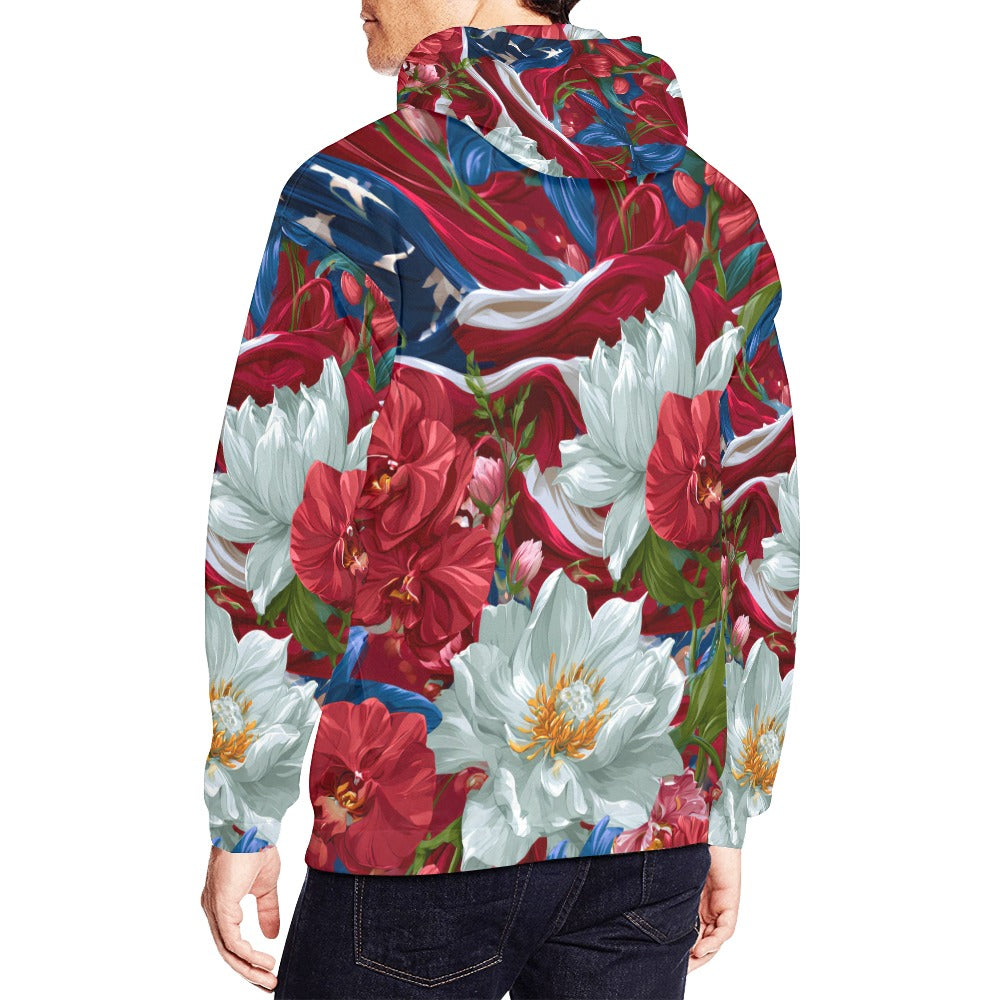 USA White Lotus American Flag Hoodie
