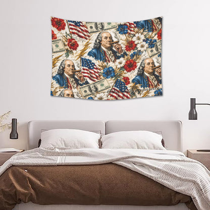 Benjamin Franklin Printin' Money Cotton Linen Tapestry 40"x 30"
