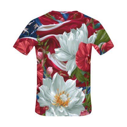 USA White Lotus American Flag T-Shirt