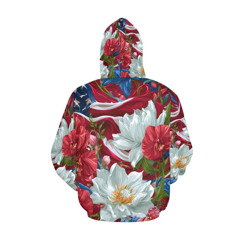 USA White Lotus American Flag Hoodie