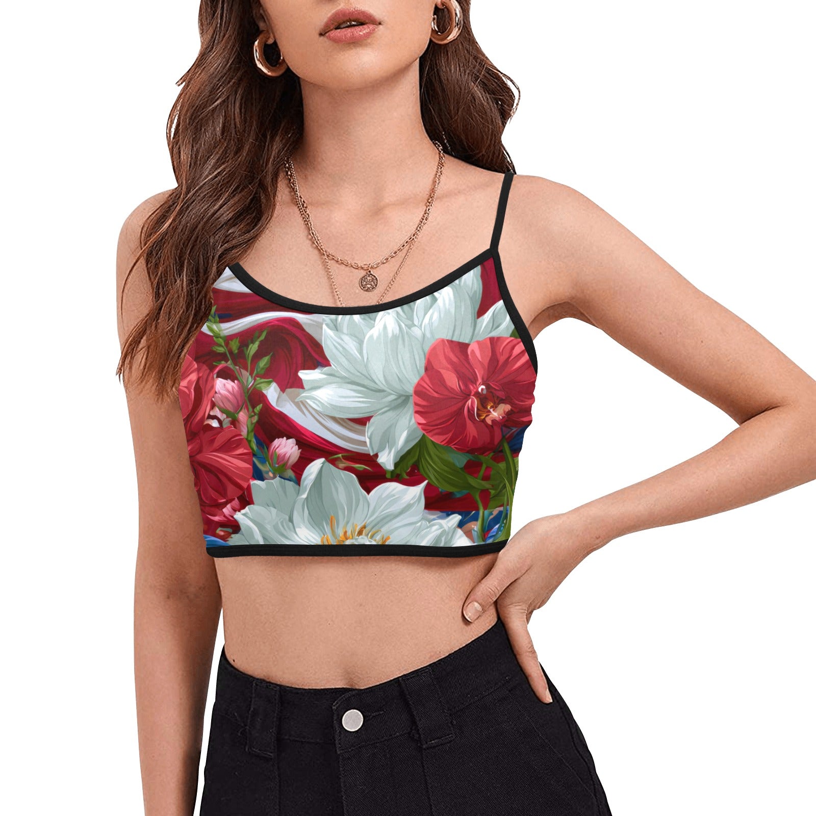 USA White Lotus American Flag Crop Top