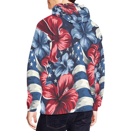 Men's All Over Print Hoodie - July 4th Parade - Blue Edition