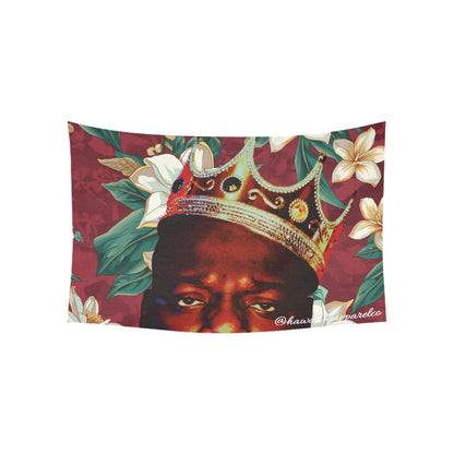 Biggie Smalls White Lotus Cotton Linen Tapestry 60"x 40" Made in USA Free shipping
