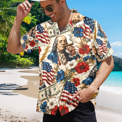 Benjamin Franklin Printin' Money" Men's Hawaiian Shirt