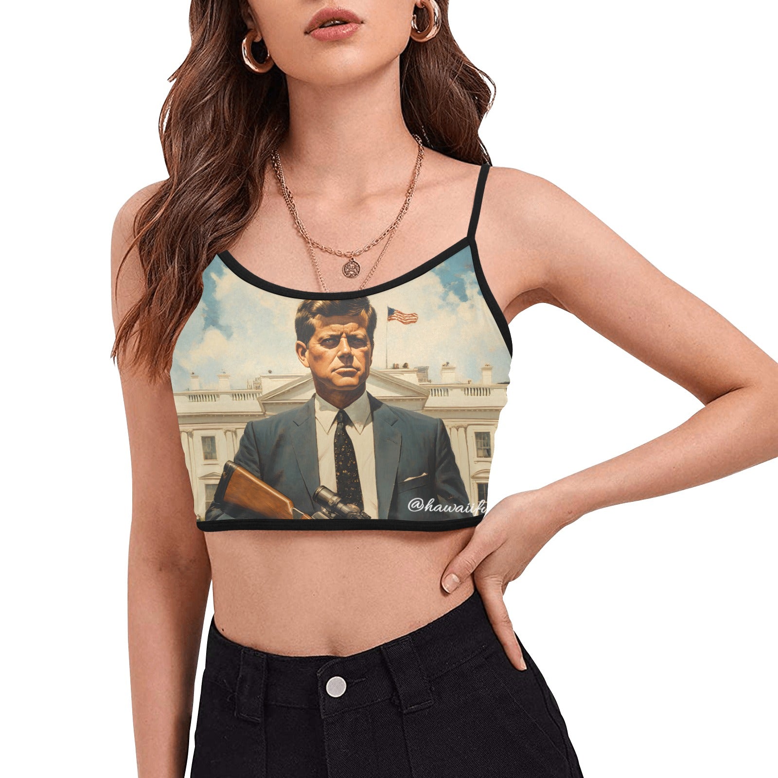 JFK Locked N' Loaded Women's Spaghetti Strap Crop Top